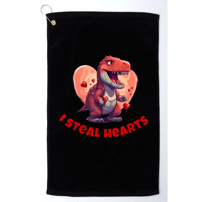 Boy Valentines Day Dino | I Steal Hearts Platinum Collection Golf Towel