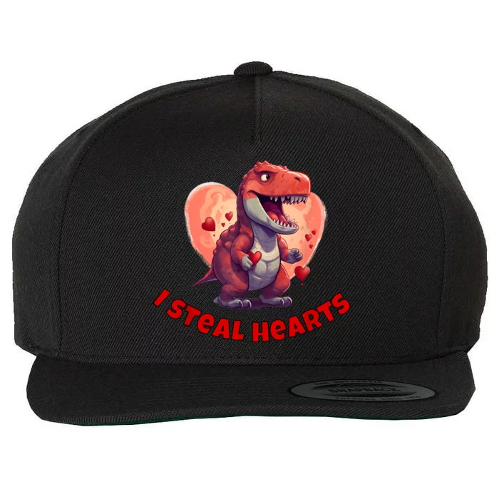 Boy Valentines Day Dino | I Steal Hearts Wool Snapback Cap