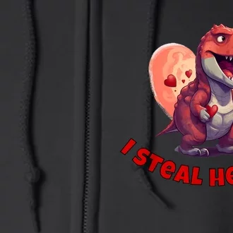 Boy Valentines Day Dino | I Steal Hearts Full Zip Hoodie