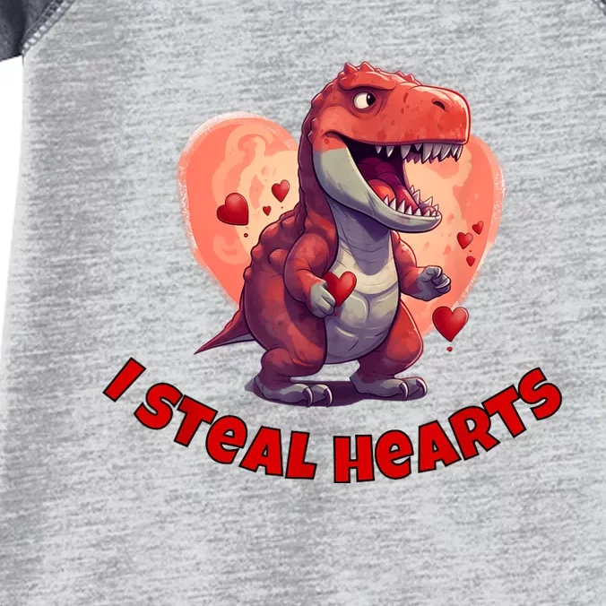 Boy Valentines Day Dino | I Steal Hearts Infant Baby Jersey Bodysuit