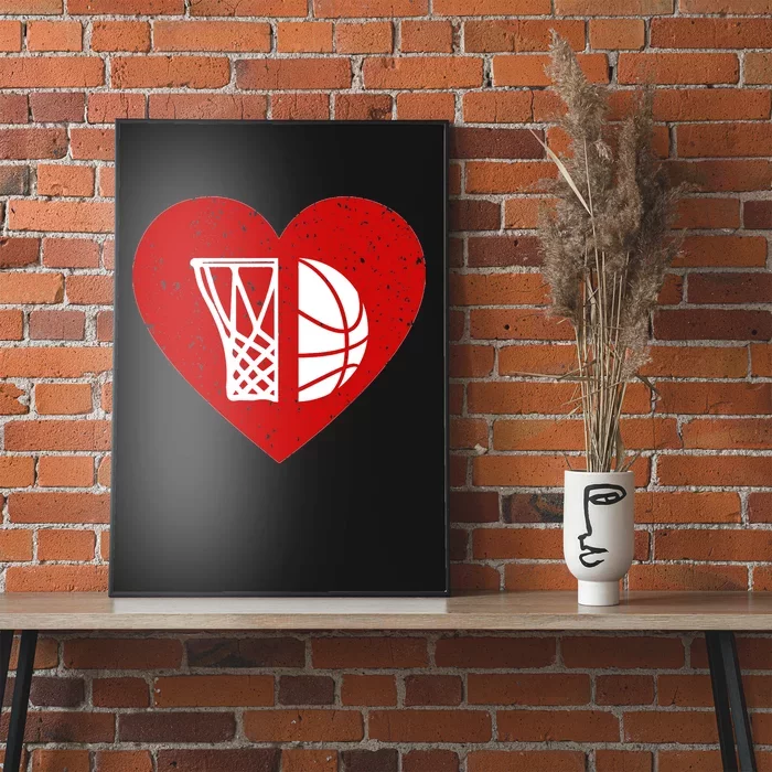 Basketball Valentine Day For Basketball Lover Gifts Heart Poster