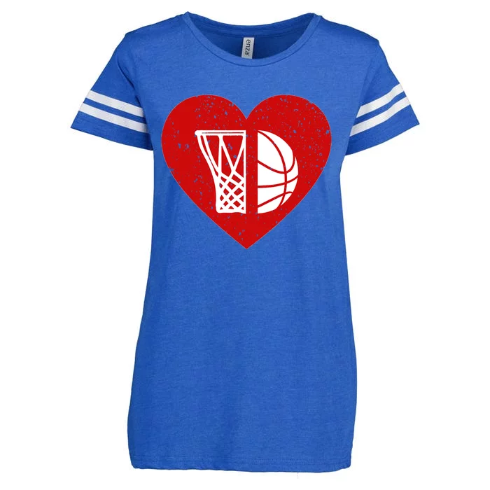 Basketball Valentine Day For Basketball Lover Gifts Heart Enza Ladies Jersey Football T-Shirt