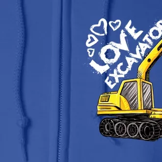 Boy Valentines Day Funny Gift Love Construction Excavator Gift Full Zip Hoodie