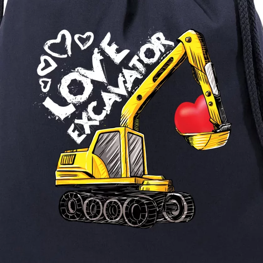 Boy Valentines Day Funny Gift Love Construction Excavator Gift Drawstring Bag