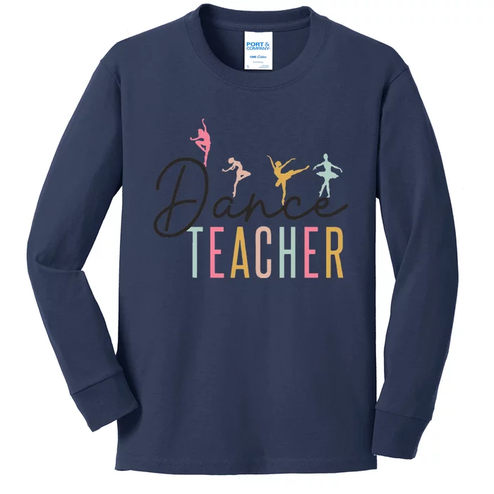 Boho Vintage Dance Teacher Appreciation Back To School Kids Long Sleeve Shirt