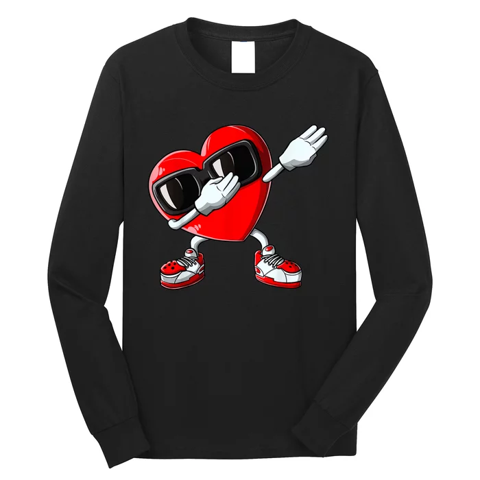 Boys Valentines Day Kids Dabbing Heart Love Dab Dance Gifts Long Sleeve Shirt