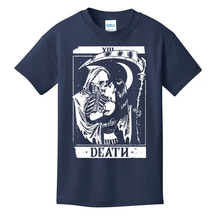 Blackcraft Vintage Death The Grim Reaper Kiss Tarot Card Kids T-Shirt