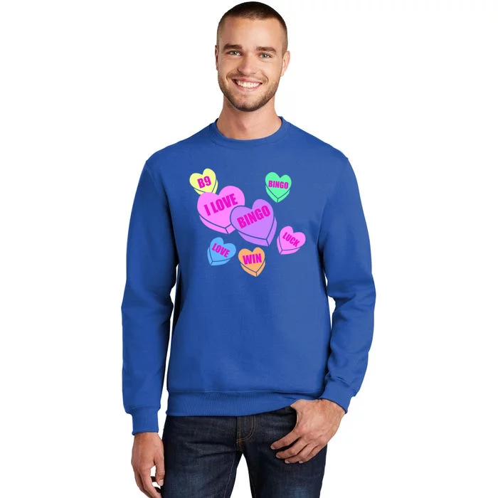 Bingo Valentine's Day Heart Cute Silhouette Drawing Great Gift Tall Sweatshirt