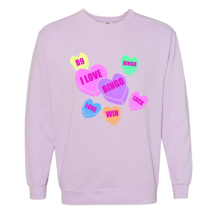 Bingo Valentine's Day Heart Cute Silhouette Drawing Great Gift Garment-Dyed Sweatshirt