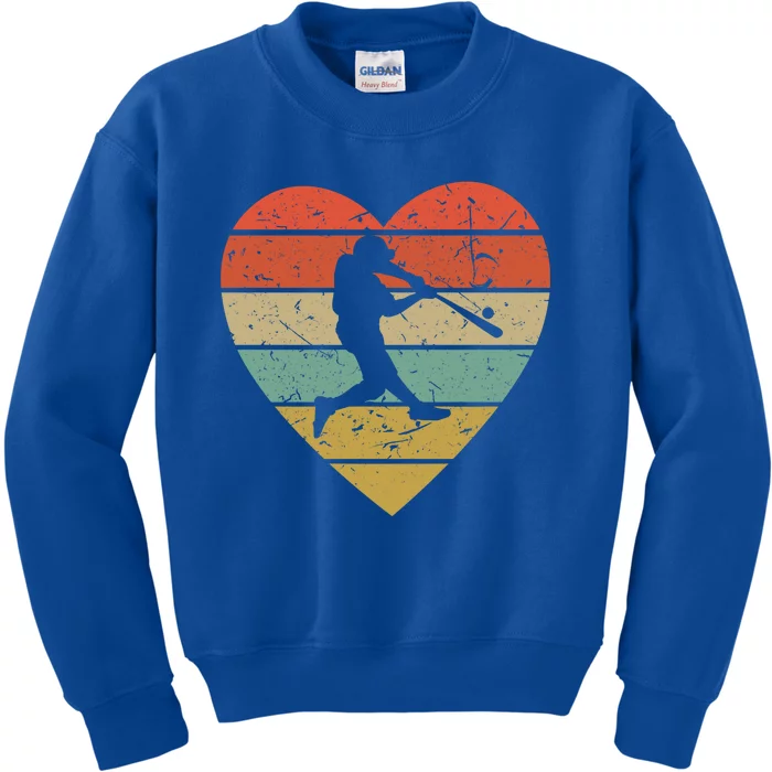 Baseball Vintage Design Retro Batter Heart Sport Fan Gift Kids Sweatshirt