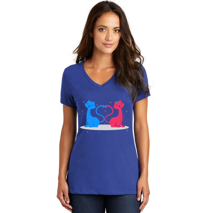 Brand: Valentines Day Clothes Rotic Loving Valentine's Day Cats For Lovers Grea Women's V-Neck T-Shirt