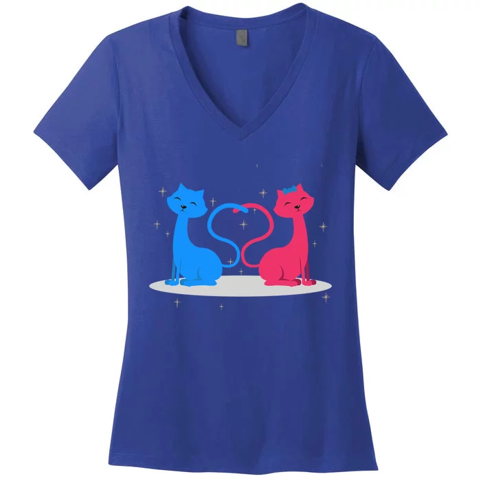 Brand: Valentines Day Clothes Rotic Loving Valentine's Day Cats For Lovers Grea Women's V-Neck T-Shirt