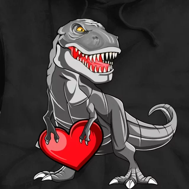 Boy Valentines Day Trex Dinosaur I Steal Hearts Tie Dye Hoodie