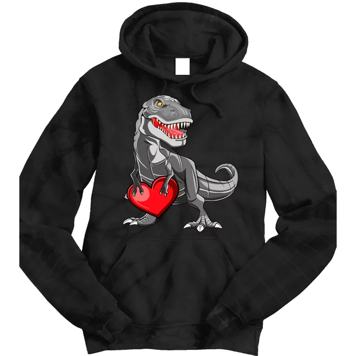 Boy Valentines Day Trex Dinosaur I Steal Hearts Tie Dye Hoodie