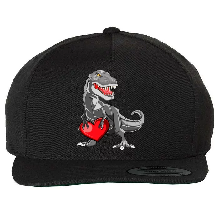 Boy Valentines Day Trex Dinosaur I Steal Hearts Wool Snapback Cap