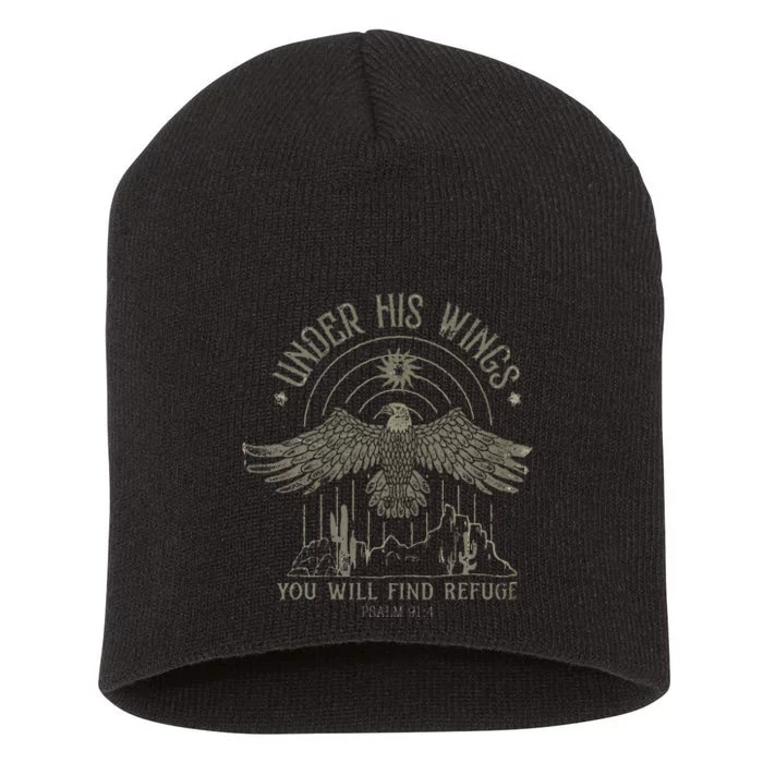 Bible Verse Eagle Psalm 914 Christian Saying Religious Short Acrylic Beanie