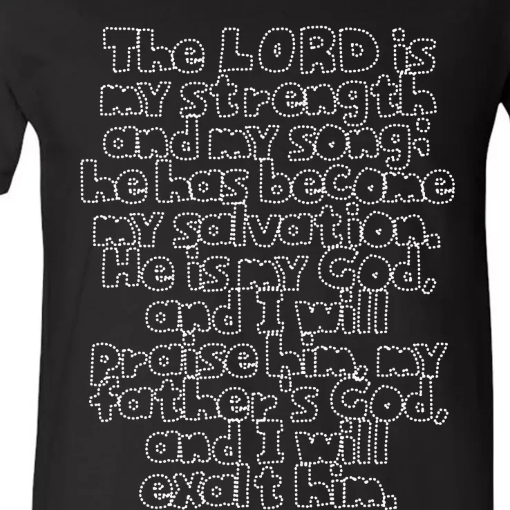 Bible Verse Exodus 152 In Dotted Phrases V-Neck T-Shirt