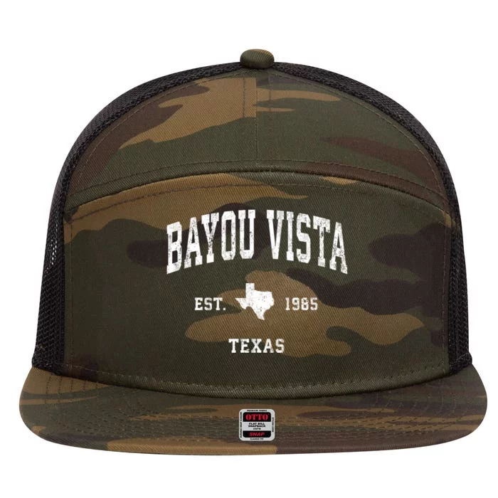 Bayou Vista Est 1985 Texas Tx Vintage Athletic Sports Design 7 Panel Mesh Trucker Snapback Hat