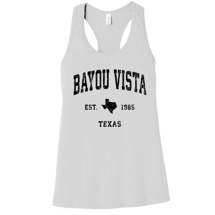 Bayou Vista Est 1985 Texas Tx Vintage Athletic Sports Design Women's Racerback Tank