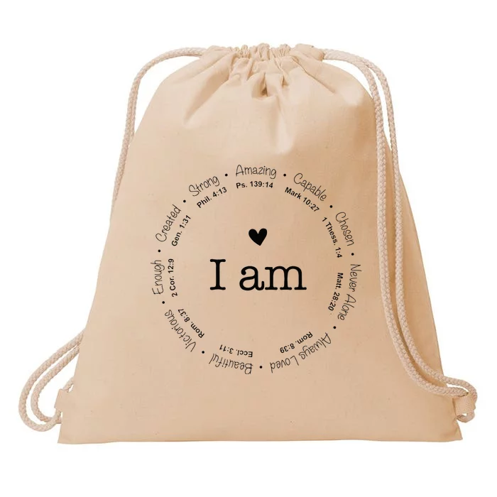 Bible Verse Faith Based Christian I Am A Christian Drawstring Bag