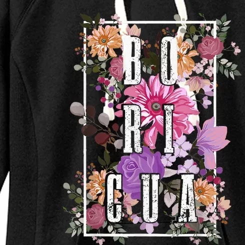 Boricua Vintage Floral Boriken Puerto Rico Rican Pride Women's Fleece Hoodie