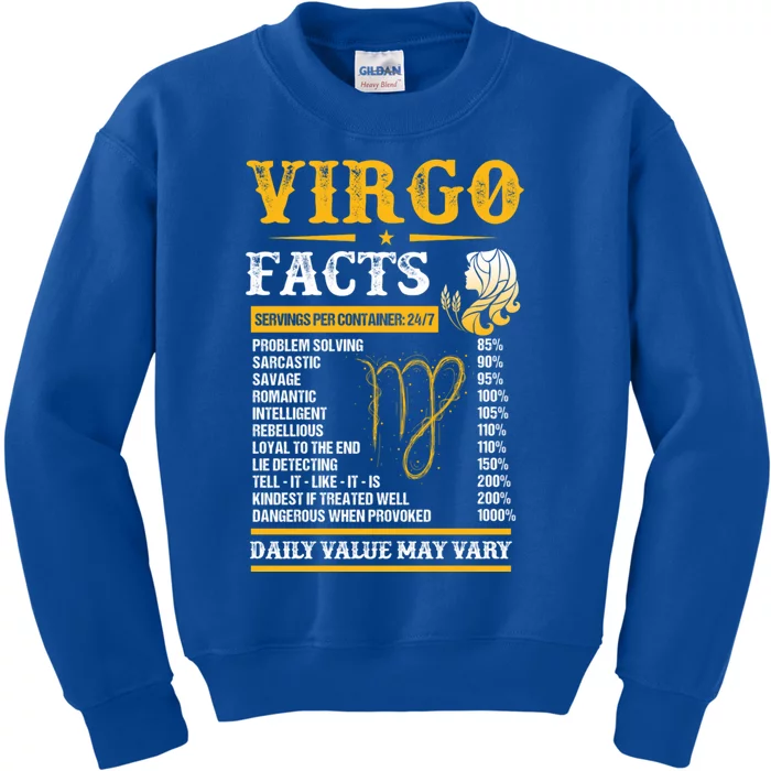 Birthday Virgo Facts Zodiac Sign Birthday Horoscope Cool Gift Kids Sweatshirt