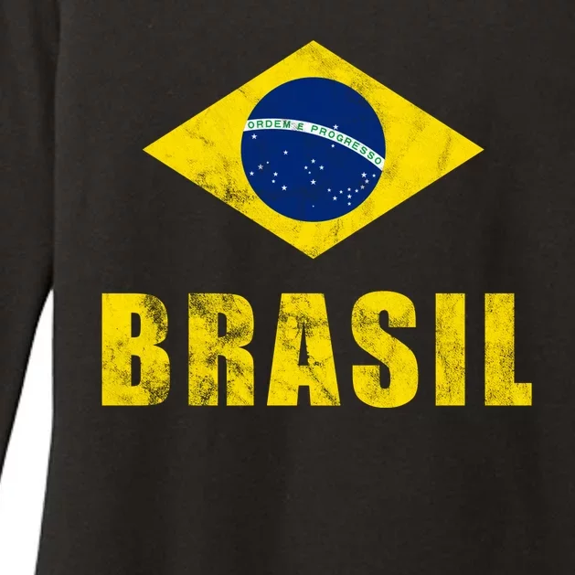 Brasil Vintage Flag Sport Womens CVC Long Sleeve Shirt