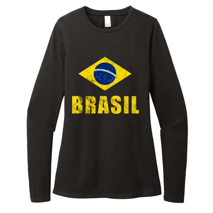 Brasil Vintage Flag Sport Womens CVC Long Sleeve Shirt