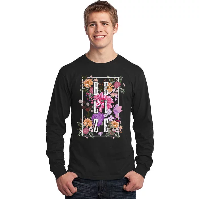 Belize Vintage Flowers Floral Tall Long Sleeve T-Shirt