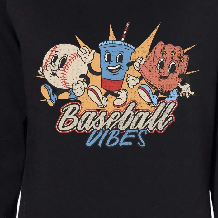 Baseball Vibes Funny Retro Baseball Player Womens California Wash Sweatshirt