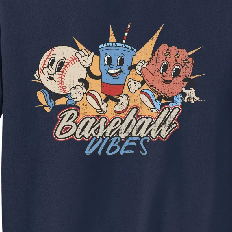 Baseball Vibes Funny Retro Baseball Player Sweatshirt