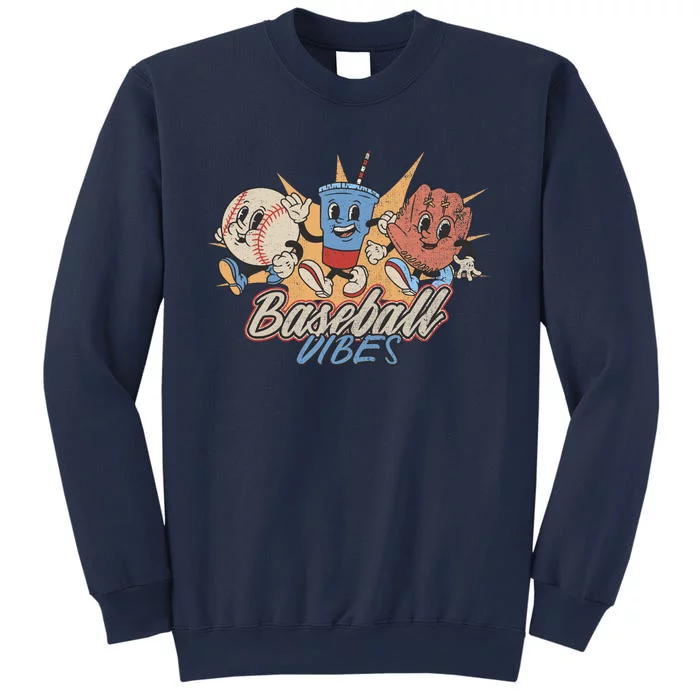 Baseball Vibes Funny Retro Baseball Player Sweatshirt