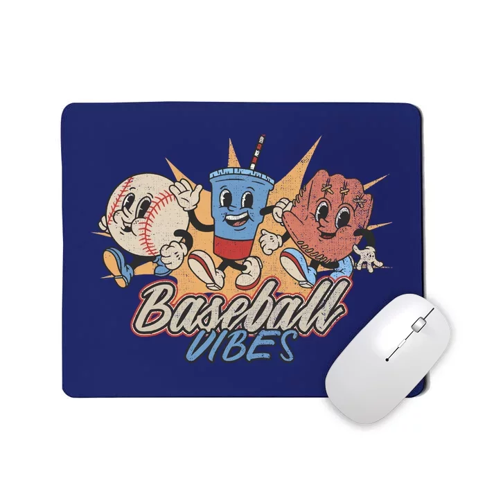 Baseball Vibes Funny Retro Baseball Player Mousepad