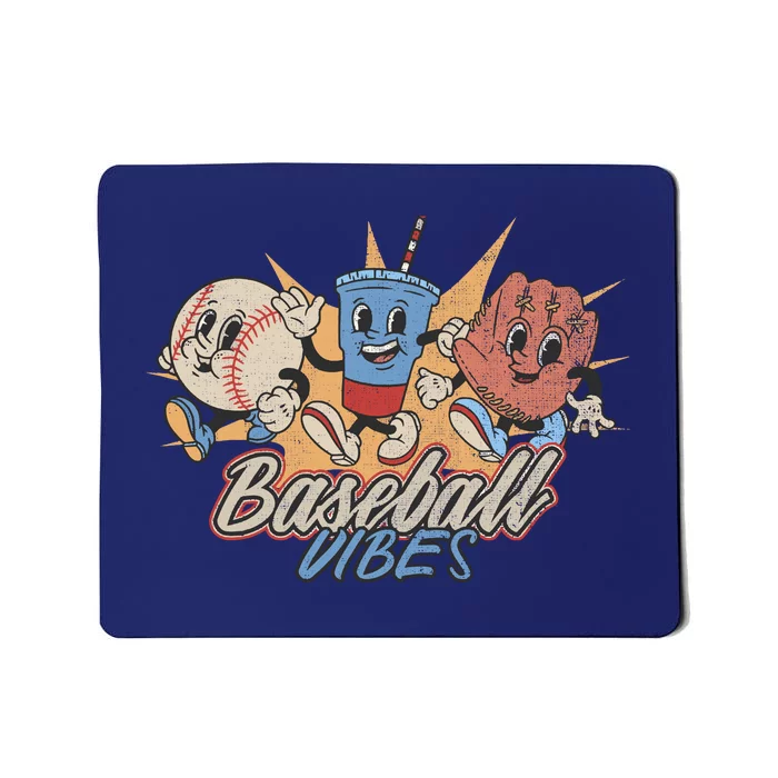 Baseball Vibes Funny Retro Baseball Player Mousepad