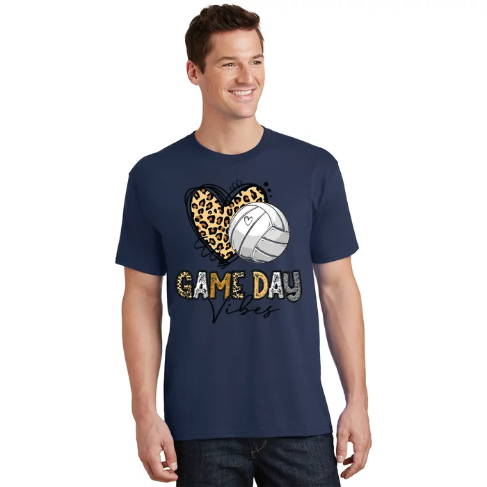 Bleached Volleyball Game Day Vibes Volleyball Mom Leopard T-Shirt