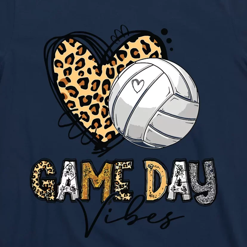 Bleached Volleyball Game Day Vibes Volleyball Mom Leopard T-Shirt