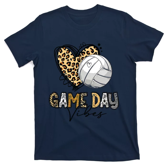 Bleached Volleyball Game Day Vibes Volleyball Mom Leopard T-Shirt