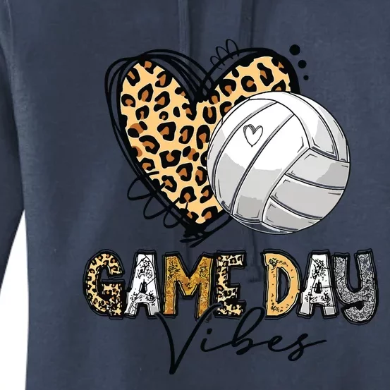 Bleached Volleyball Game Day Vibes Volleyball Mom Leopard Women's Pullover Hoodie