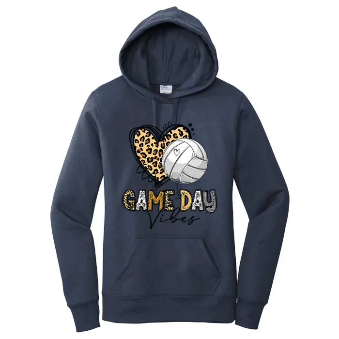 Bleached Volleyball Game Day Vibes Volleyball Mom Leopard Women's Pullover Hoodie