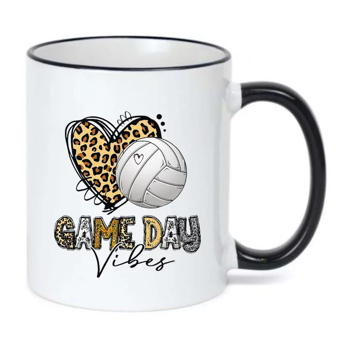 Bleached Volleyball Game Day Vibes Volleyball Mom Leopard Black Color Changing Mug