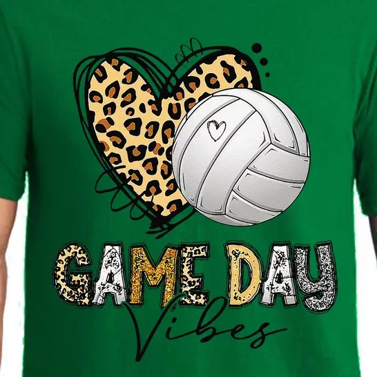 Bleached Volleyball Game Day Vibes Volleyball Mom Leopard Pajama Set