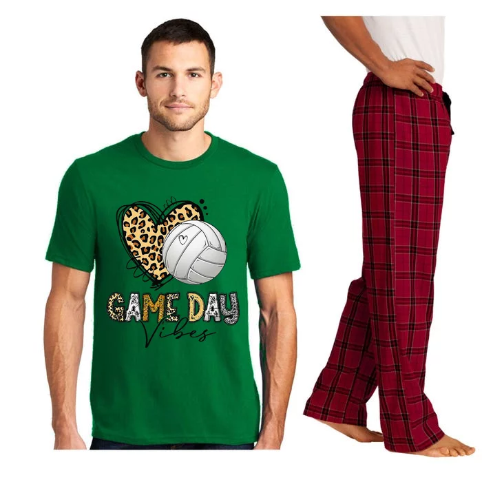 Bleached Volleyball Game Day Vibes Volleyball Mom Leopard Pajama Set