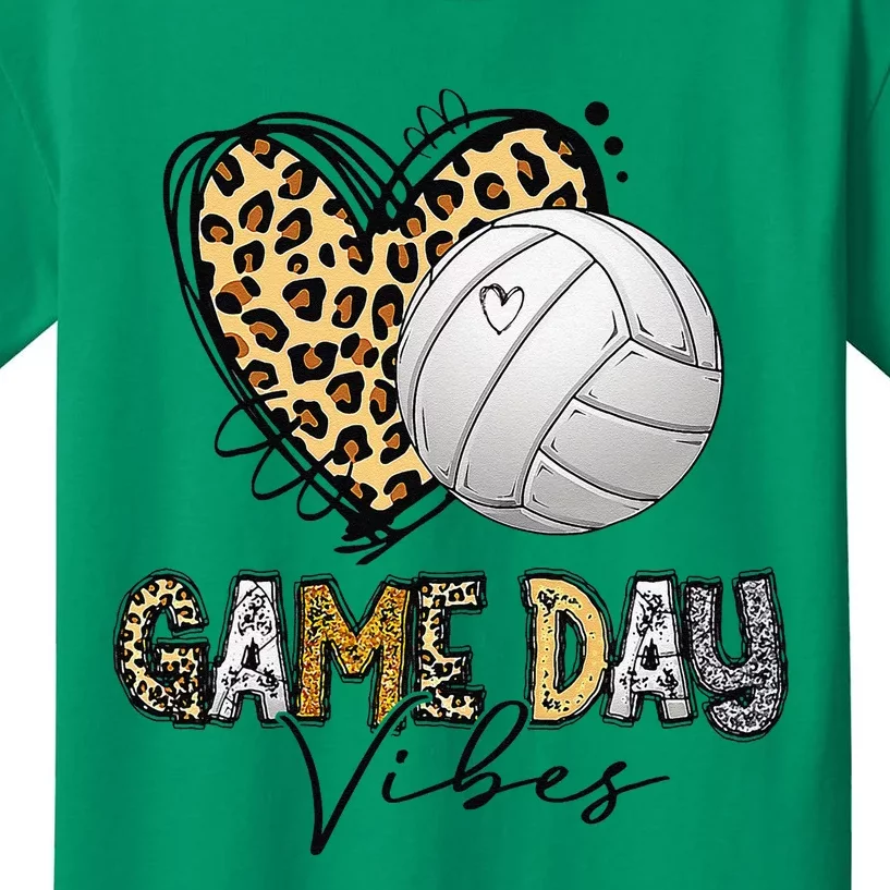 Bleached Volleyball Game Day Vibes Volleyball Mom Leopard Kids T-Shirt