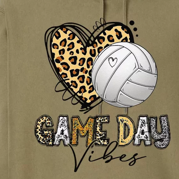 Bleached Volleyball Game Day Vibes Volleyball Mom Leopard Premium Hoodie