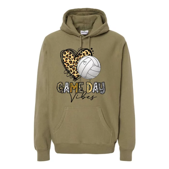 Bleached Volleyball Game Day Vibes Volleyball Mom Leopard Premium Hoodie