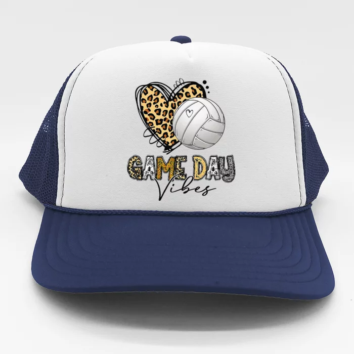 Bleached Volleyball Game Day Vibes Volleyball Mom Leopard Trucker Hat