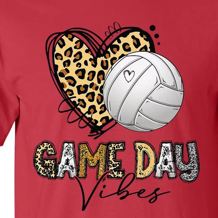 Bleached Volleyball Game Day Vibes Volleyball Mom Leopard Tall T-Shirt