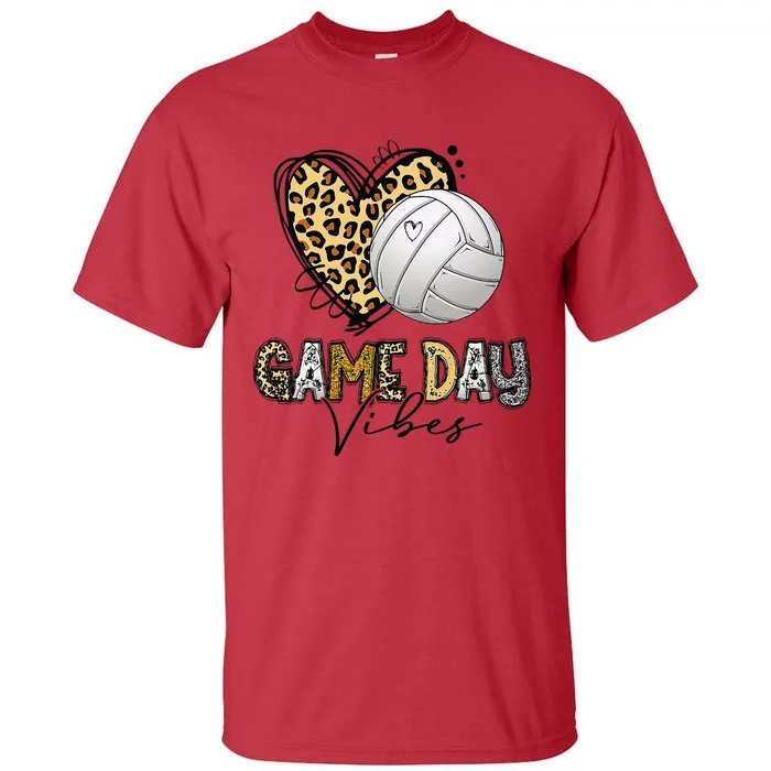 Bleached Volleyball Game Day Vibes Volleyball Mom Leopard Tall T-Shirt