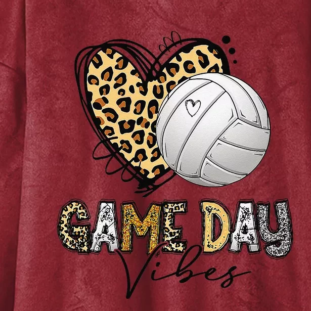 Bleached Volleyball Game Day Vibes Volleyball Mom Leopard Hooded Wearable Blanket