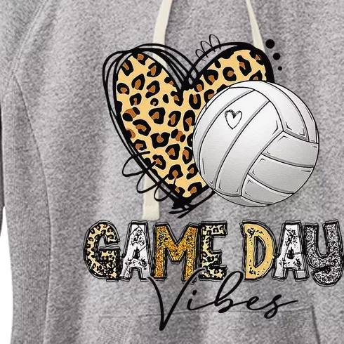 Bleached Volleyball Game Day Vibes Volleyball Mom Leopard Women's Fleece Hoodie